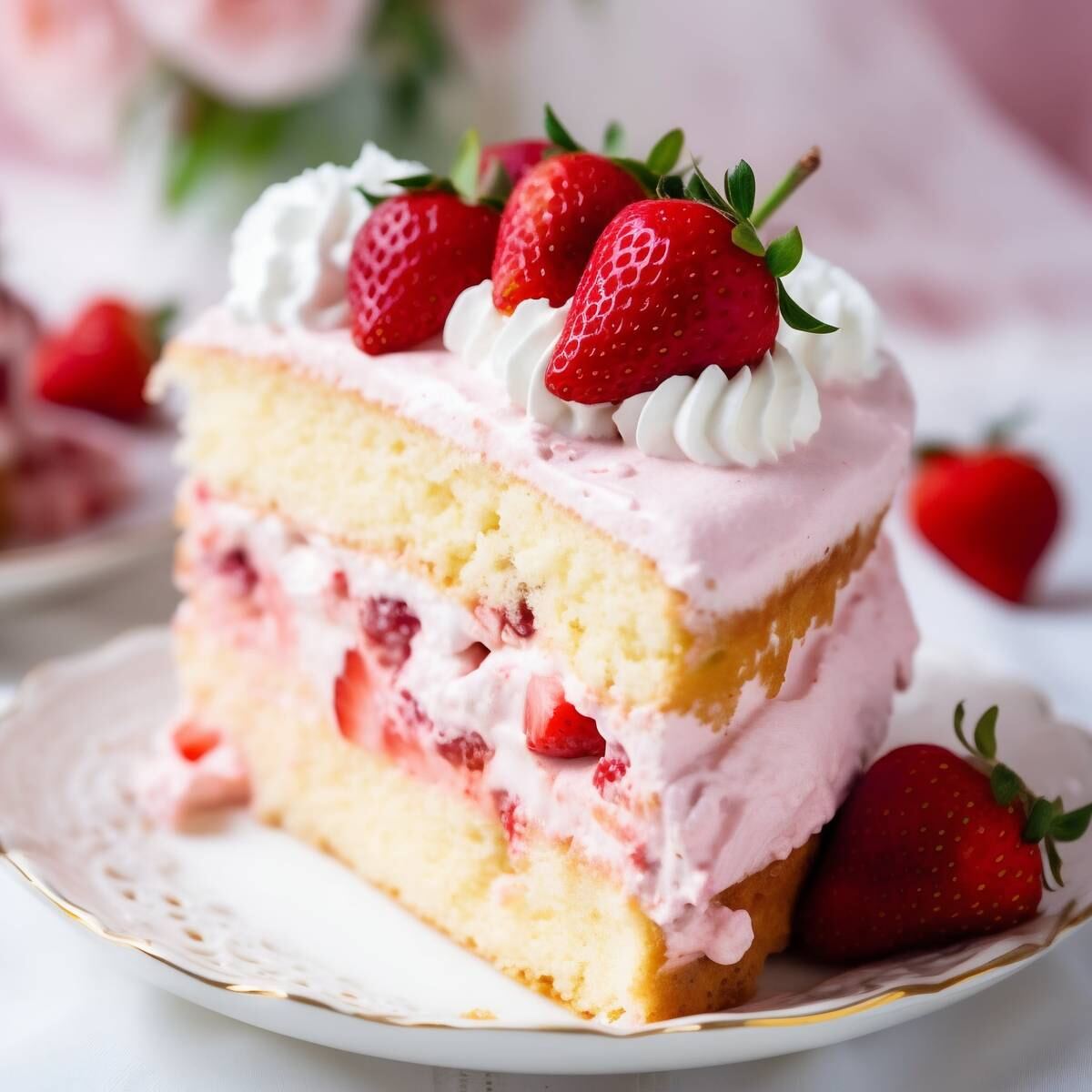 Strawberry Cream Sponge Cake