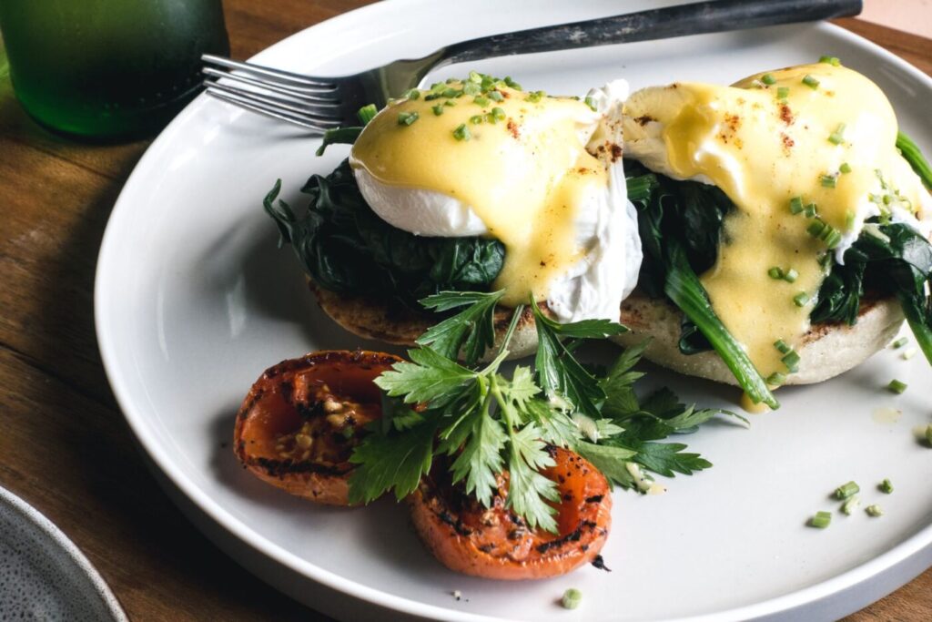 Poached eggs on a plate for brunch
